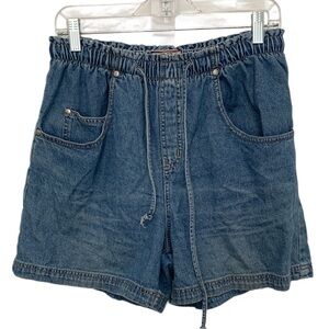 Vintage Cenza Drawstring Elastic Waist High Rise Denim Shorts
